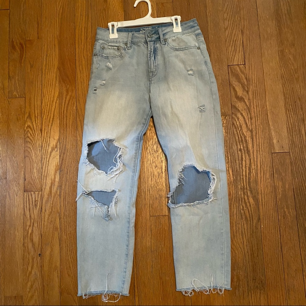 100% cotton straight leg jeans, light wash